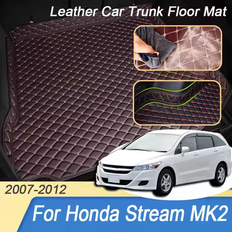 For Honda Stream Car Accessories RN6 RN7 RN8 RN9 2007~2012 Trunk Floor Mat Leather Carpet Protector 