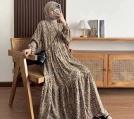 GAMIS MAXY DRESS RAYON PREMIUM MOTIF BUNGA KECIL/DRESS WANITA DEWASA BAHAN RAYON TWILL TERBARU/GAMIS