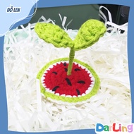 Handmade wool watermelon hair clip with sprout on top