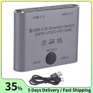 Bi Directional USB C Switch Splitter 8K USB C Switcher KVM 8K 60Hz 4K 144Hz Video for Multiple Sourc