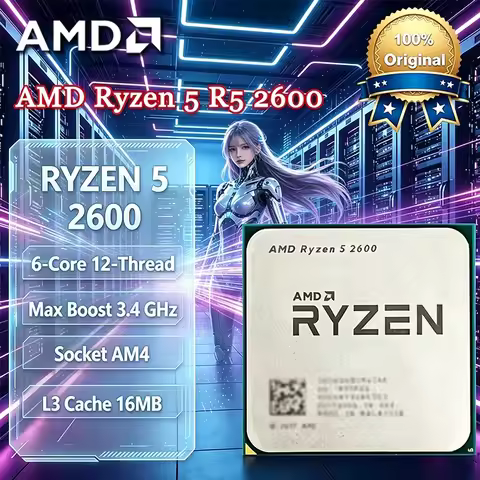 AMD Ryzen 5 R5 2600 3.4GHz 6-Core 12-Core CPU Processor Socket AM4 CPU Ryzen 5 2600 R5 2600 CPU With
