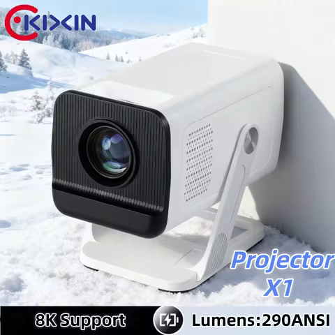 KIXIN Mini Projector 4K Android 14 Dual Wifi6 290ANSI Allwinner H726 BT5.4 4K 1280*720P Home Cinema 