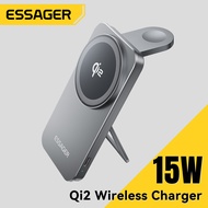 Essager 2-In-1ที่ชาร์จแบบไร้สาย Qi2 15W ชาร์จไร้สายขาตั้งสำหรับ iPhone 16 15 14 Pro AirPods นาฬิกา A