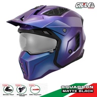 Gille Squadron Solid Full Face helmet Dual Sports convertible to Half Face Motorcycle Helmet
