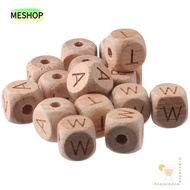 MESHOP Letter Wood Beads, Wooden Alphabet Wooden Beads, Bracelet Letter Heart Cube Alphabet Beads DI