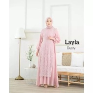 Layla Dress Brukat Gamis Cerutty Babydoll Gaun Mutiara Kondangan Pesta Dewasa Murah Mewah 2025 Murah