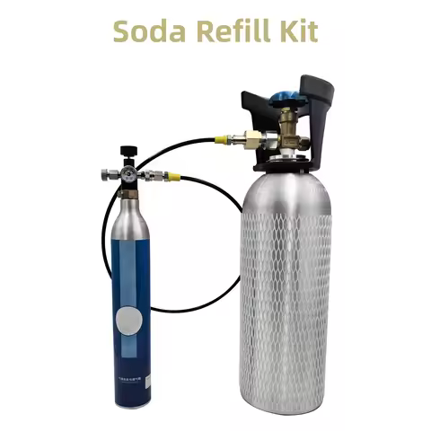 Soda Water CO2 Cylinder Tank Bottle (TR21-4 Thread Type) Refill Adaptor With Hose Gauge Kit W21.8-14