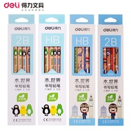 mechanical pencil Deli S913 Student 2B Pencil Children Cartoon Log Hexagonal Rod Sketch Painting HB 