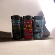 MAGGOT PREMIUM ANIMAL FEED NETTO 60 GRAM RED BLU BLACK