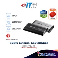 Adata SD810 External SSD Type-C 20Gbps USB 3.2 Gen2x2 Black / Titanium Grey - (500GB / 1TB / 2TB) co