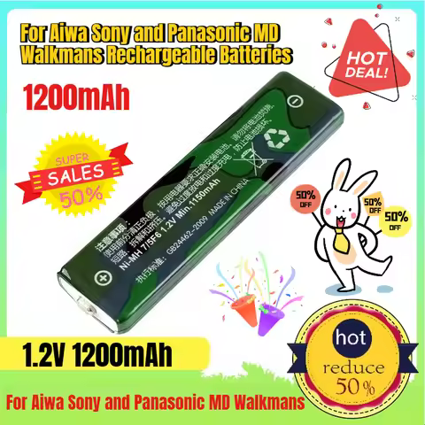 1200mAh 7/5F6 Charger Gumstick Battery for Aiwa Sony and Panasonic MD Walkmans Rechargeable Batterie