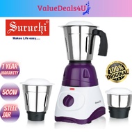 [1 Year Warranty] SURUCHI RessQ 500 Watts Electric Mixer Grinder Blender 3 Stainless Steel Jar 3 Spe