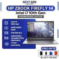 HP ZBook Firefly i7 10th Gen 14" Engineering Laptop 32GB DDR4 3200Mhz RAM 1TB SSD M.2 Nvidia 4GB GPU