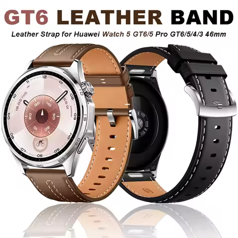 22mm Leather Strap for Huawei Watch 5 GT6/5 Pro GT6/5/4/3 46mm Bussiness Universal Wristband for Hua