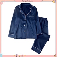 Plus Size M-5XL Couples Silk Satin Pyjamas Set Long Sleeve Sleepwear Female Male Pajamas Suit/Buja T