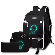 School Backpack Boys Girls Teenage Backpack Large 3 Piece Set School Satchel Reflective Waterproof B