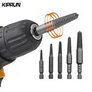 KIPRUN 5Pcs Damaged Screw Extractor Center Drill Bits Guide Set Broken Damaged Bolt Remover Hex Shan