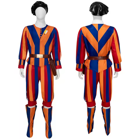 IN STOCK Vatican City Guardsmen Pontifical Papal Swiss Guard Uniform Cosplay Costume Tricolor Full D