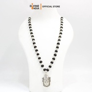 Mahakal German Silver Pendant Karungali Malai | Ebony Wood 8 MM Beads Necklace | Mahakal Karungali M