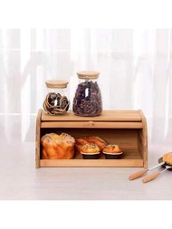 廚房收納盒，麵包盒，農夫大容量麵包容器，創意竹子零食架，家居使用的碟盤杯收納盒，麵包盒和桌面櫥櫃
