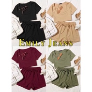 EMILY Korean Knitted Squareneck Terno Shorts Coordinate BESTSELLER with ETIKETA 10355