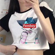 Femboy Gothic Vintage Crop Top - Korean Inspired Streetwear