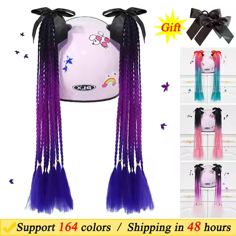 2pcs New Style Motorcycle Helmet Braids Decor Pigtails Wig Motorbike Cycling Skiing Helmet Decoratio