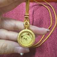 Lu Feng Jin 1g Gold Coin Gawu Box 1.5cm Round Box Golden Bean Cake Titanium Steel Pendant Box Empty 