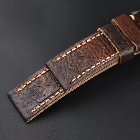 Compatible ROLEX Submariner Green Leather Watch Strap 22 24 26MM First Layer Calfskin Brown Men's So
