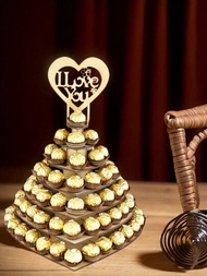 1個木製愛心七層甜點展示架，“我愛你”巧克力架，可拆卸和DIY組裝