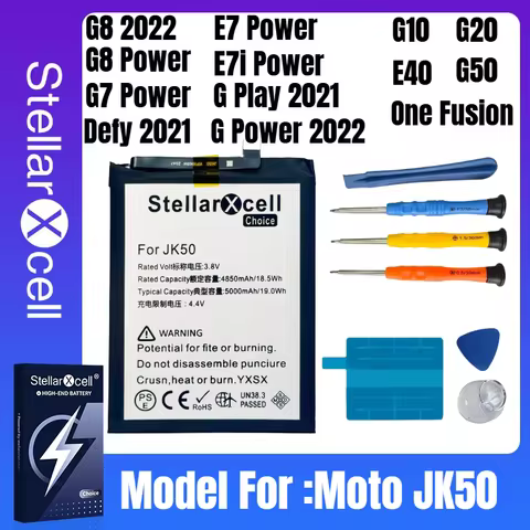 StellarXcell For Motorola JK50 series battery G7 G8 G9 G10 G20 G30 G50 G51 E7 E40 with free tools mo