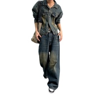 M-5XL American Vintage Baggy Jeans Men Casual Loose Wide Leg Plus Size Denim Pants