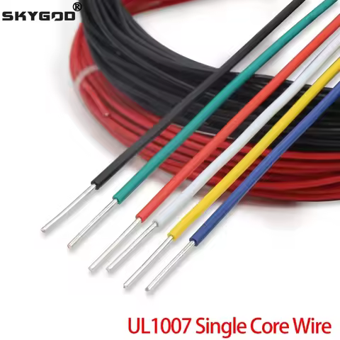 2/5/10m UL1007 PVC Tinned Copper Single Core Wire Cable Line 14/16/18/20/22/24/26 AWG Black/White/Re