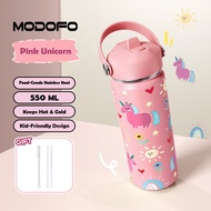 MODOFO 18oz Kids Tumbler Kids Thermos Water Bottle Thermos Flask Stainless Steel Cute Cartoon Water 