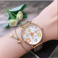 MARC JACOBS 新款手錶(MJ3580)ROXY小花朵錶盤玫瑰金鋼錶帶石英女生時尚腕錶37mm
