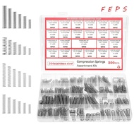 FEPS 300PCS/box Small Springs, Tension Spring 304 Stainless Steel Compression Spring Assortment Kit,