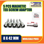 5 PCS 8 X 42 MM MAGNETIC TEX SCREW ADAPTOR  TEKS SCREW ADAPTOR