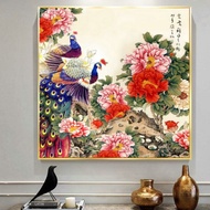 Chinese Cross Stitch Set Cross Stitch Kit Peacock Peony Flowers Blooming Rich Precise Printing Cross Stitch Yourself Embroidery Simple Modern Flowers Small Size 2023 New Style Thread Embroidery