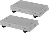 SankoPlastic 075727 Flat Trolley, Connectable, Rakugoro 18, Gray, Set of 2, with Casters, Made in Ja