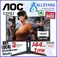 *FREE Upgrade to new C27G2 / 165Hz* AOC Black/Red 27 inch C27G1 Curved 144Hz VA Gaming Monitor (HDMIx2/VGA/DP/FreeSync)