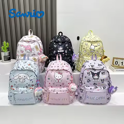 New Sanlio Kuromi Student Backpack Cartoon Cute Large Capacity Children's Backpack Fashion Multi fun