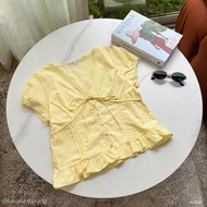 Áo Babydoll RENLY cổ V viền ren nhẹ phối cúc tàu AO641