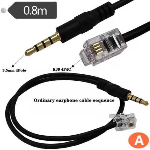 RJ9 Male To 3.5mm Male Audio Cable 3.5mm TRRS Male To RJ9 Telephone Wiring 4P4C Male Adapter Cable 0