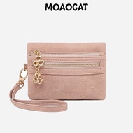 MOAOCAT Wallet Card Holder Women PU Leather 9 Card Slots Dual Zipper No 394
