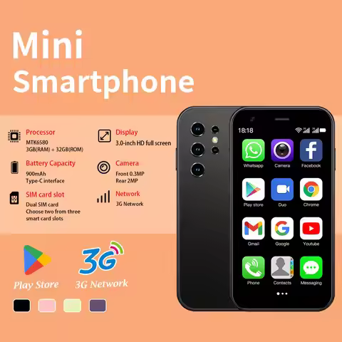 Soyes Mini-24 Android Smartphone 3+32GB Dual SIM, 3.0-inch Portable Small Phone, Compact Gift Phone 