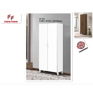 FURNI SC02 WHITE / BROWN SHOES CABINET / ALMARI KASUT / HIGH CABINET / ALMARI TINGGI