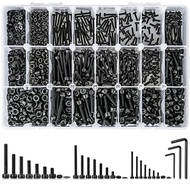 1260PCS Metric Bolt Assortment M2 M4 21 Sizes Screws Nuts and Hex Socket Head Cap Machine Kit Black