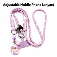 Cute Braided Handphone Lanyard Adjustable Crossbody Handphone Long Strap Anti Lost Mobile Phone Rope