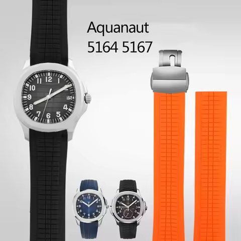 Silicone Watch Strap for Patek Philippe Silicone Watch Strap Men's Grenade 5164/5167 Original Black