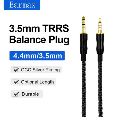 16-Strand Earphone Replaceable 4.4mm to 3.5mm Balanced For HIFIMAN Beats DEVA pro HE-R9 TRRS Silver 